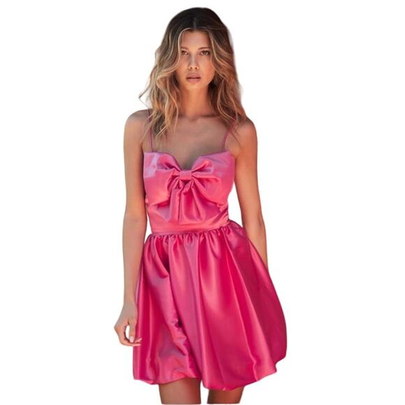 MAC DUGGAL Dress Size 4 Evening Gown Bow Front Bubble Hem Mini Dress NEW - Picture 1 of 10